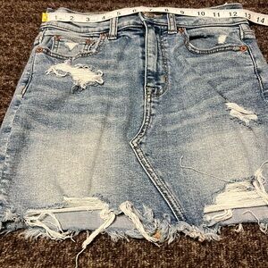 American Eagle Hi Rise Mini distressed Super Stretch size 2 Jean Skirt